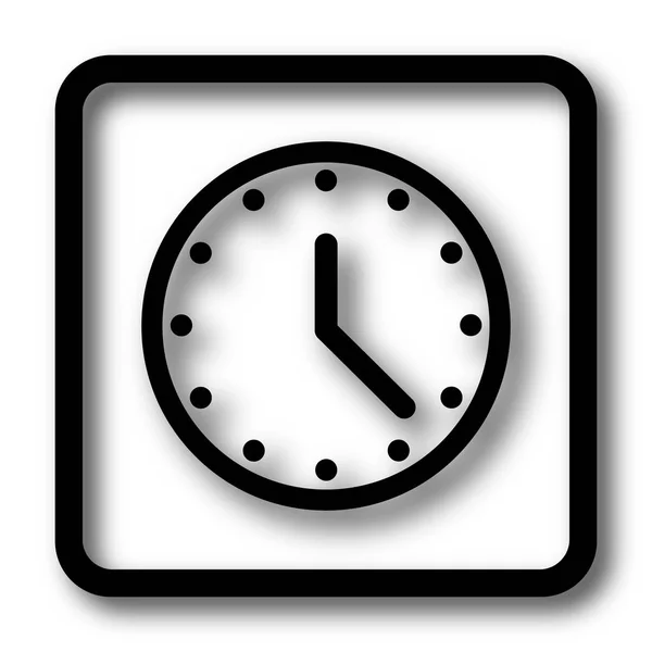 Ícone Relógio Botão Site Preto Fundo Branco — Fotografia de Stock