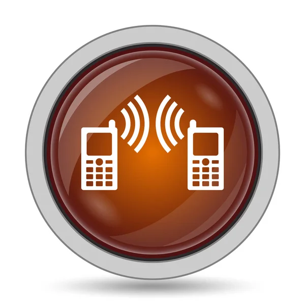 白い背景の上の通信アイコン オレンジ ウェブサイト ボタン — ストック写真
