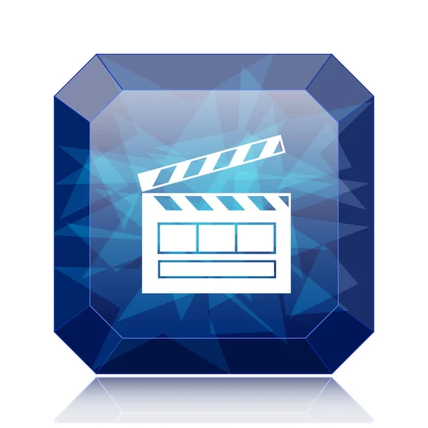 Icono Película Botón Azul Del Sitio Web Sobre Fondo Blanco —  Fotos de Stock