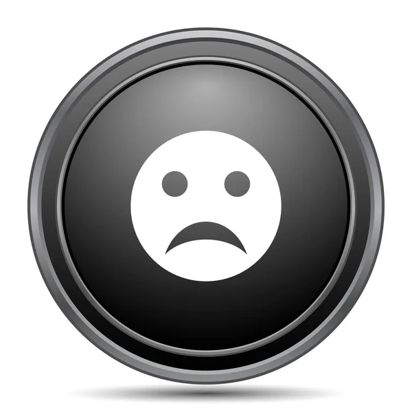 Sad Smiley Ícone Botão Site Preto Fundo Branco — Fotografia de Stock