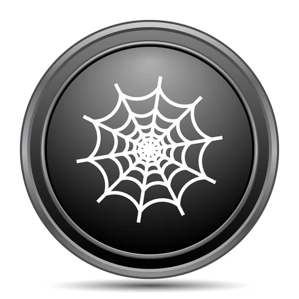 蜘蛛网图标 黑色网站按钮白色背景 — 图库照片