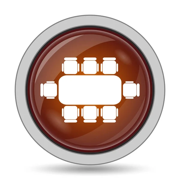 Tagungstisch Symbol Orangefarbener Website Knopf Auf Weißem Hintergrund — Stockfoto