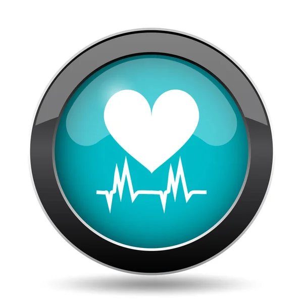 Kalp Simgesi Beyaz Arka Plan Üzerinde Kalp Web Sitesi Düğmesini — Stok fotoğraf