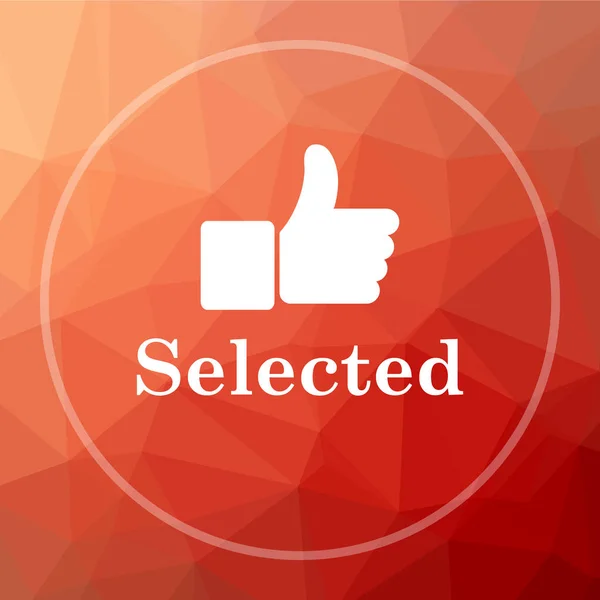 Selected icon. Selected website button on red low poly background