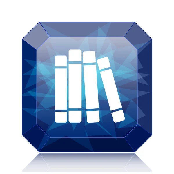 Bücher Bibliothek Symbol Blaue Website Taste Auf Weißem Hintergrund — Stockfoto