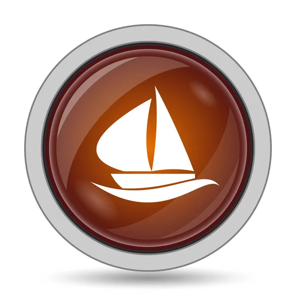 Sailboat Icon Orange Website Button White Background — Stock Photo, Image