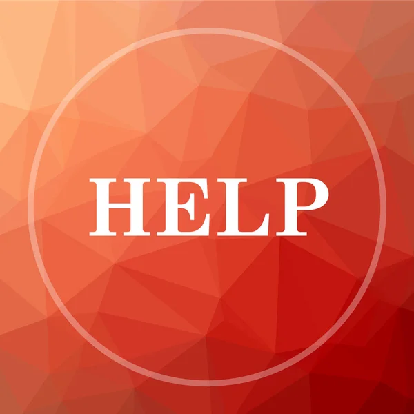 Help icon. Help website button on red low poly background