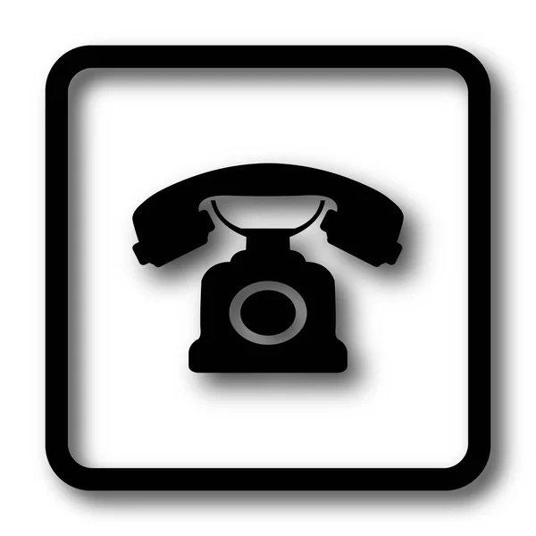 白い背景の上の電話アイコン 黒いウェブサイト ボタン — ストック写真