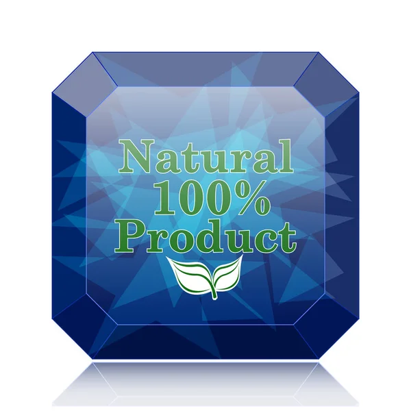 100 Percent Natural Product Icon Blue Website Button White Background — Stock Photo, Image