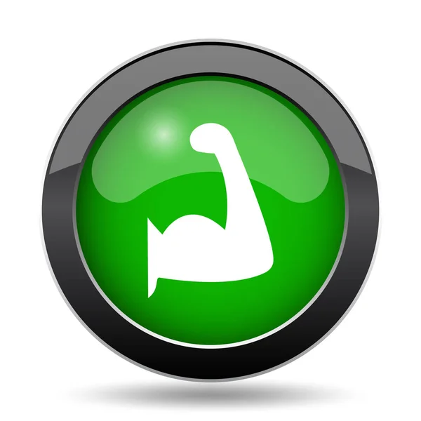 Icono Del Músculo Botón Verde Del Sitio Web Sobre Fondo —  Fotos de Stock