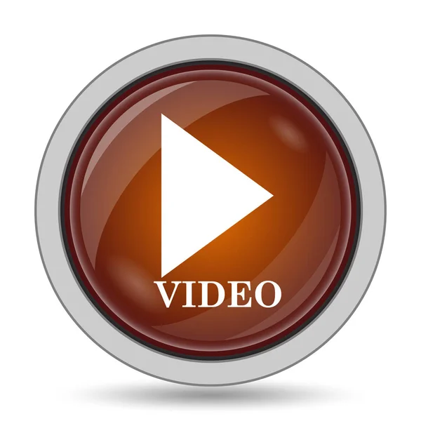 Video play icon, orange website button on white background