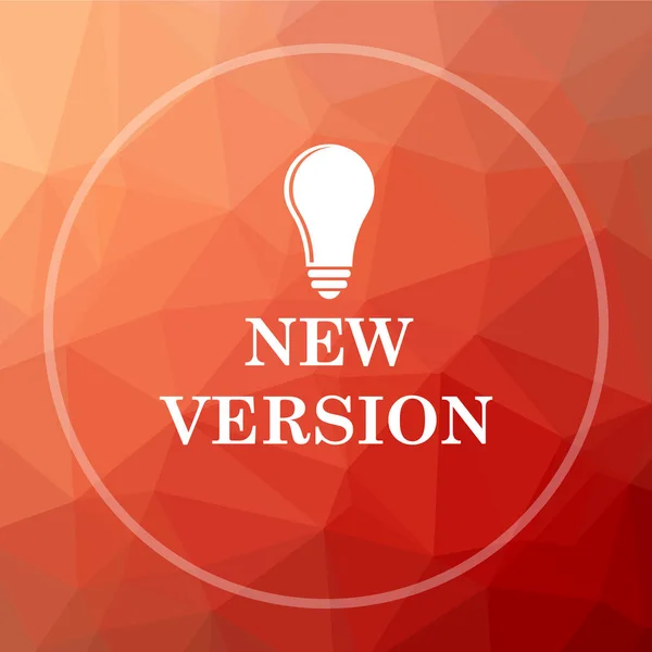 New version icon. New version website button on red low poly background