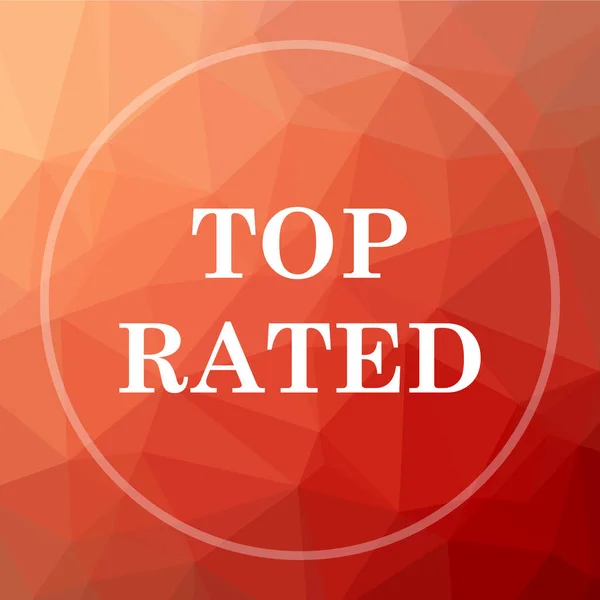 Top rated  icon. Top rated  website button on red low poly background