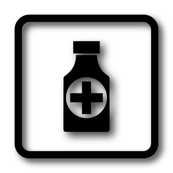Pills Bottle Icon Black Website Button White Background — Stock Photo, Image
