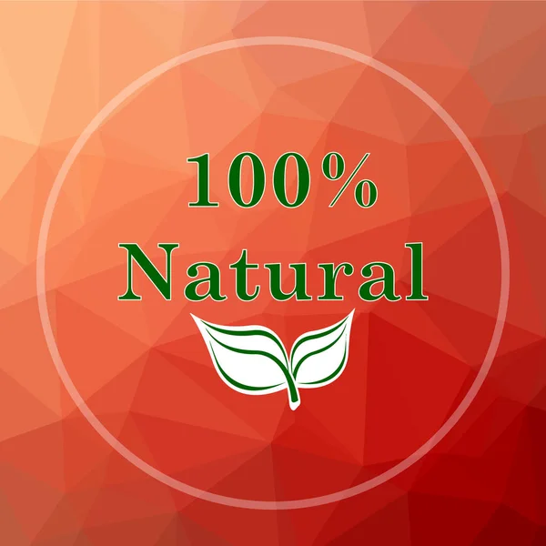 100 Naturalne Ikona 100 Naturalne Stronie Przycisk Tle Czerwony Low — Zdjęcie stockowe
