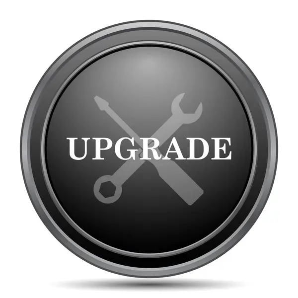 Upgrade Symbol Schwarzer Website Knopf Auf Weißem Hintergrund — Stockfoto