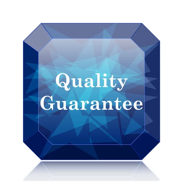 Quality Guarantee Icon Blue Website Button White Background — Stock Photo, Image