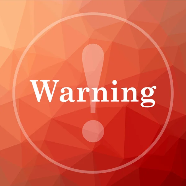 Warning icon. Warning website button on red low poly background