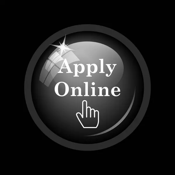 Apply Online Icon Internet Button Black Background — Stock Photo, Image