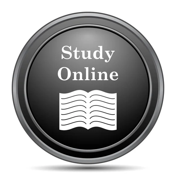 Study Online Icon Black Website Button White Background — Stock Photo, Image