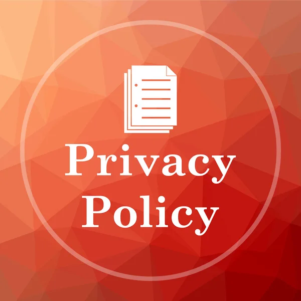 Privacy policy icon. Privacy policy website button on red low poly background