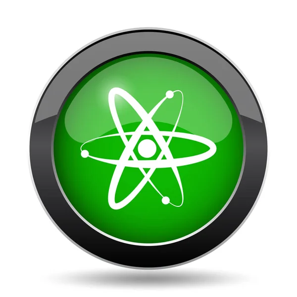 Atomsymbol Grüner Website Knopf Auf Weißem Hintergrund — Stockfoto