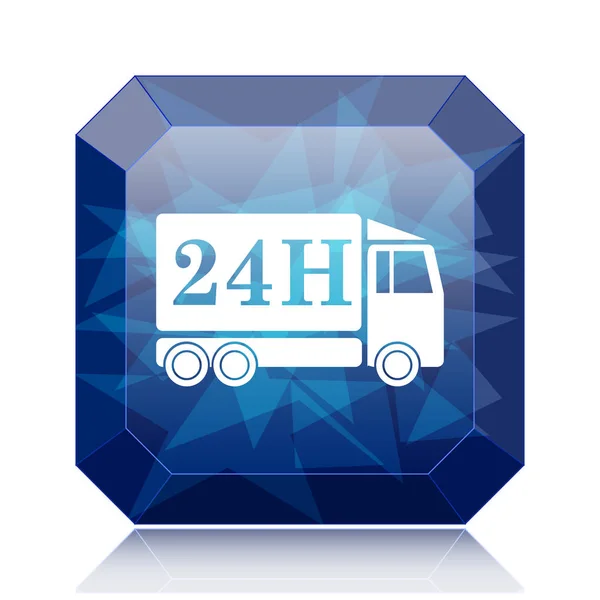 24U Levering Vrachtwagen Blauwe Website Knoop Van Het Pictogram Witte — Stockfoto