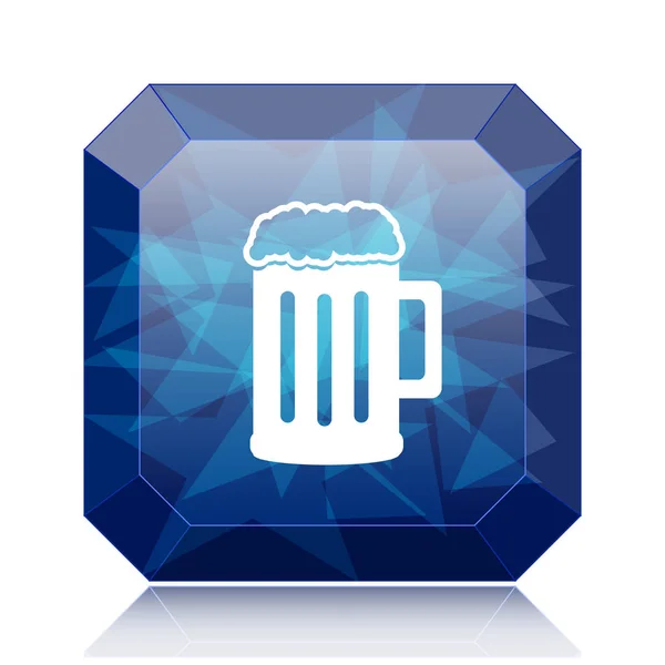 Beer icon, blue website button on white background