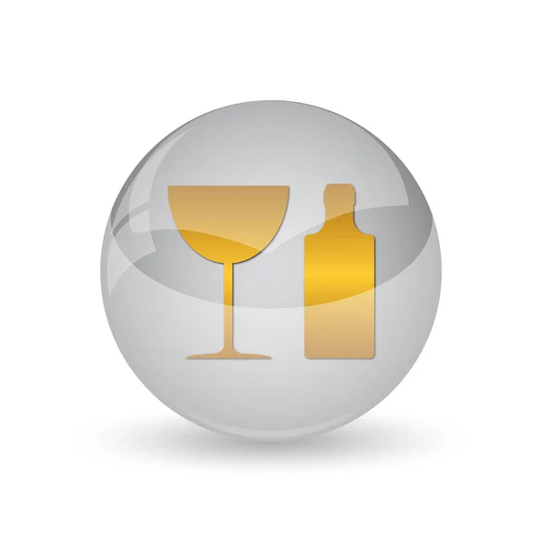 Pictogram Voor Fles Glas Internet Knop Witte Achtergrond — Stockfoto