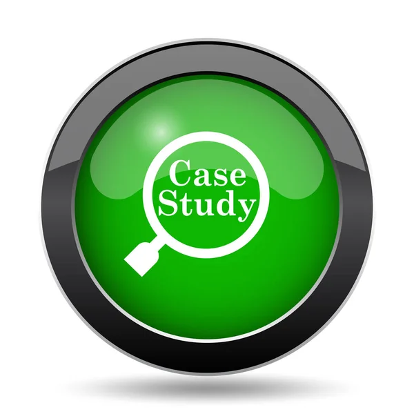 Case study icon, green website button on white background