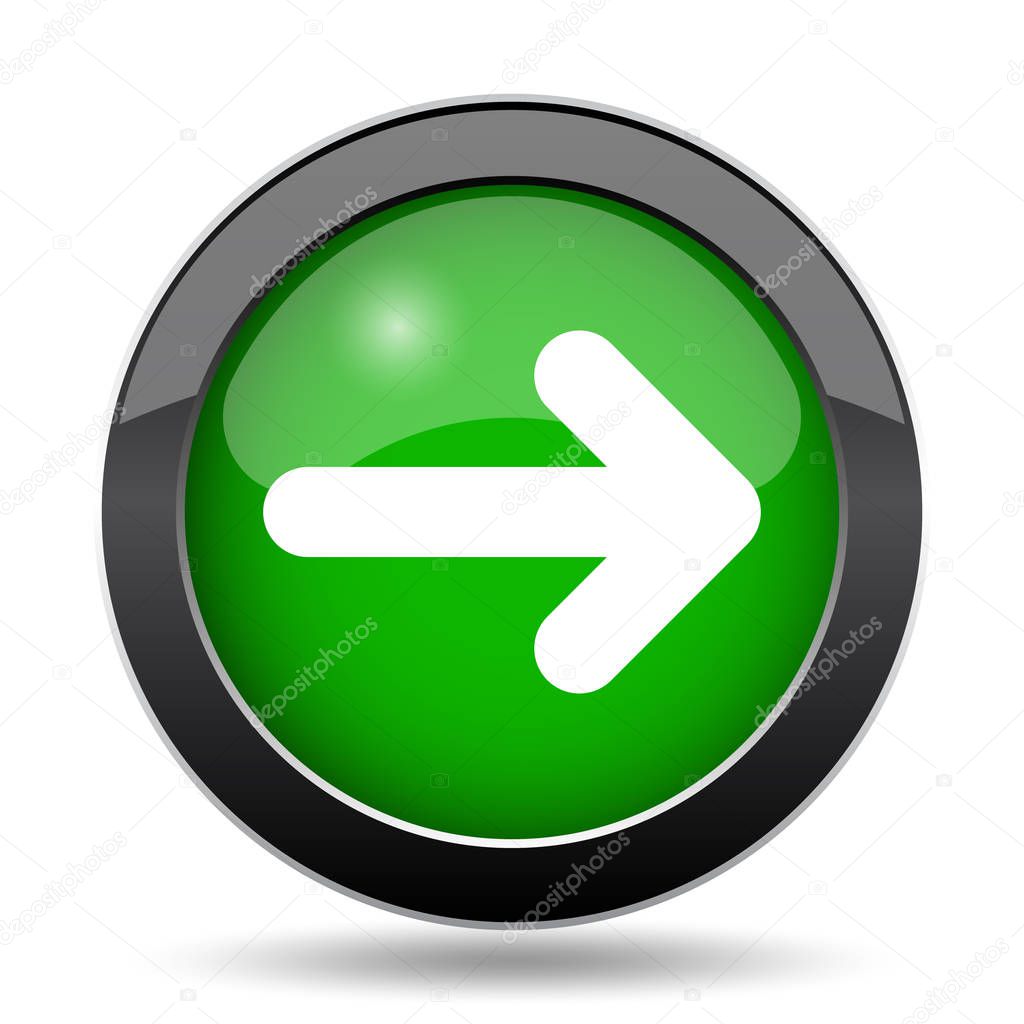 Right arrow icon, green website button on white background