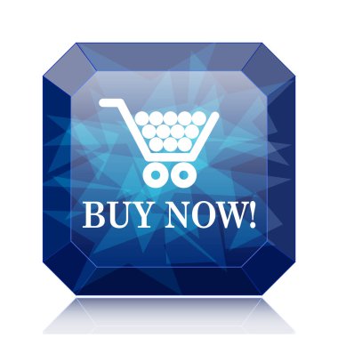 Şimdi alışveriş sepeti mavi kutsal kişilerin resmi web sitesi düğme beyaz arka plan üzerinde satın
