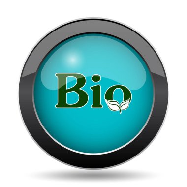 Biyo simgesi. Bio Web sitesi düğmesini beyaz arka plan üzerinde