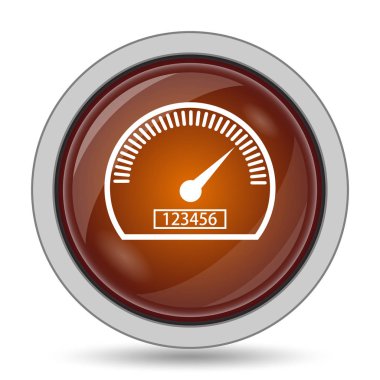 Hız göstergesi turuncu kutsal kişilerin resmi web sitesi düğme beyaz arka plan üzerinde