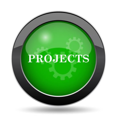 Projeler yeşil kutsal kişilerin resmi web sitesi düğme beyaz arka plan üzerinde