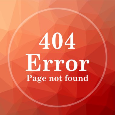 404 hata simgesi. 404 hatası Web sitesi düğmesini kırmızı düşük poli arka plan üzerinde