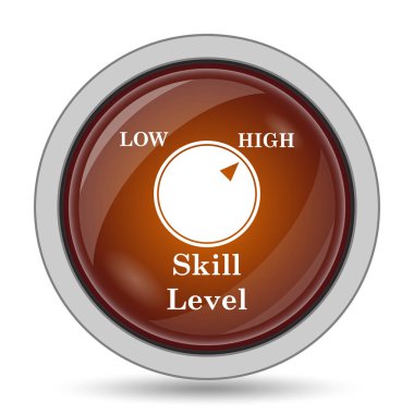 Beceri düzeyi simgesini, turuncu web sitesi düğmesi beyaz arka plan üzerinde