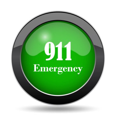 911 acil durum simgesi, beyaz zemin üzerine yeşil Web sitesi düğmesini
