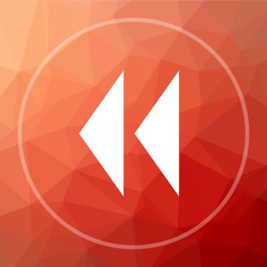 Geri sarma simgesi. Web sitesi düğmesini kırmızı düşük poli arka plan üzerinde geri sarma