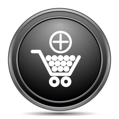 Alışveriş sepeti simgesine, beyaz arka planda siyah Web sitesi düğmesini ekleme