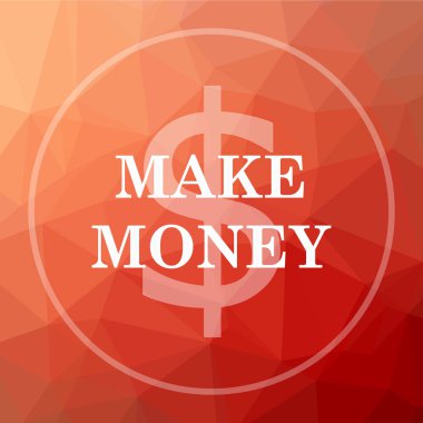 Yapmak para kutsal kişilerin resmi. Para web sitesi düğmesini kırmızı düşük poli arka plan yapmak