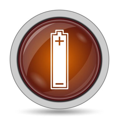 Pil simgesi, turuncu web sitesi düğmesini beyaz arka plan üzerinde