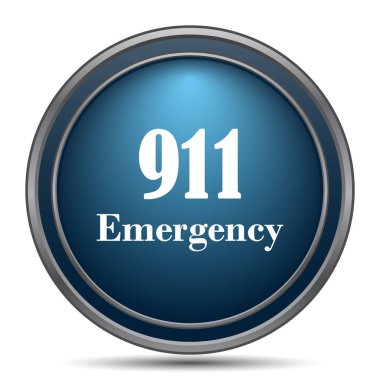 911 acil durum simgesi. Beyaz arka plan üzerinde Internet düğmesi