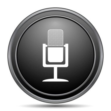 Beyaz arka plan üzerinde mikrofon simgesi, siyah Web sitesi düğmesini