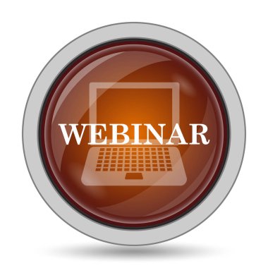 Webinar turuncu kutsal kişilerin resmi web sitesi düğme beyaz arka plan üzerinde