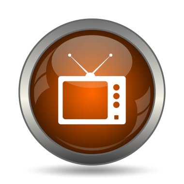 Retro tv simgesi. Beyaz arka plan üzerinde Internet düğmesi.