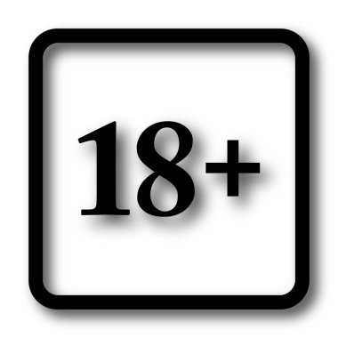 18 artı simgesi, beyaz arka planda siyah Web sitesi düğmesini