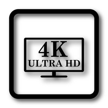 4 k ultra Hd simgesi, beyaz arka planda siyah Web sitesi düğmesini