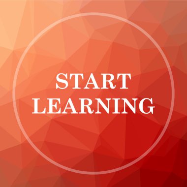 Başlat simgesi bilgi edinin. Başlangıç Web sitesi düğmesini kırmızı düşük poli arka plan üzerinde öğrenmek