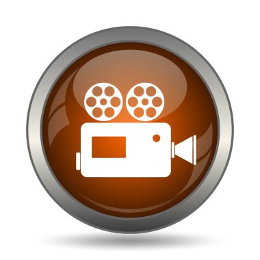 Video kamera simgesi. Beyaz arka plan üzerinde Internet düğmesi.